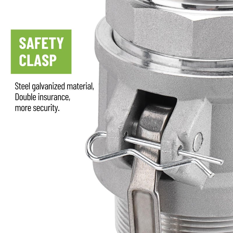 SPARKWHIZ قطعتان من تركيبات Camlock من النوع B وتركيبات خرطوم الأخدود + قطعتان من تركيب خرطوم Camlock العالمي من الألومنيوم من النوع F مع 4 قطع من حشية Camlock (2 بوصة) - Image 4